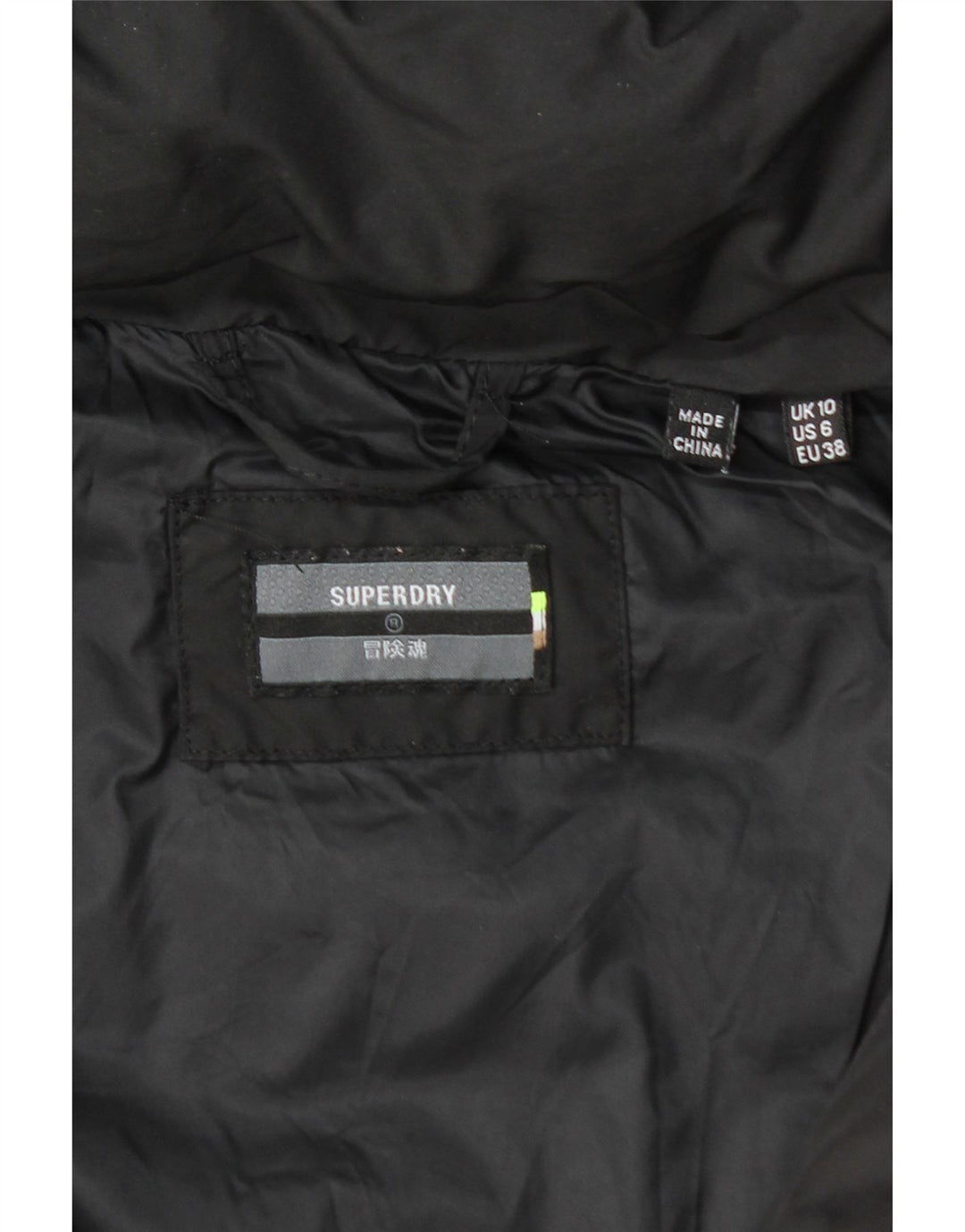 SUPERDRY Palton căptușit cu glugă pentru femei UK 10 Poliester negru mic