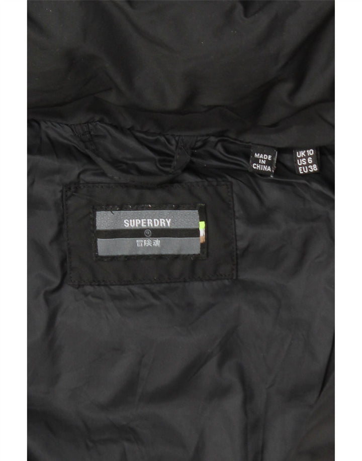 SUPERDRY Palton căptușit cu glugă pentru femei UK 10 Poliester negru mic