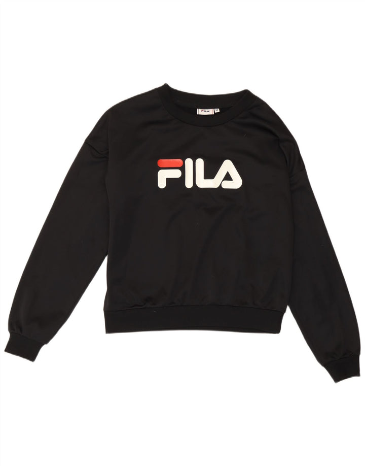 Pulover cu grafic pentru femei Fila UK 14 Poliester mediu negru