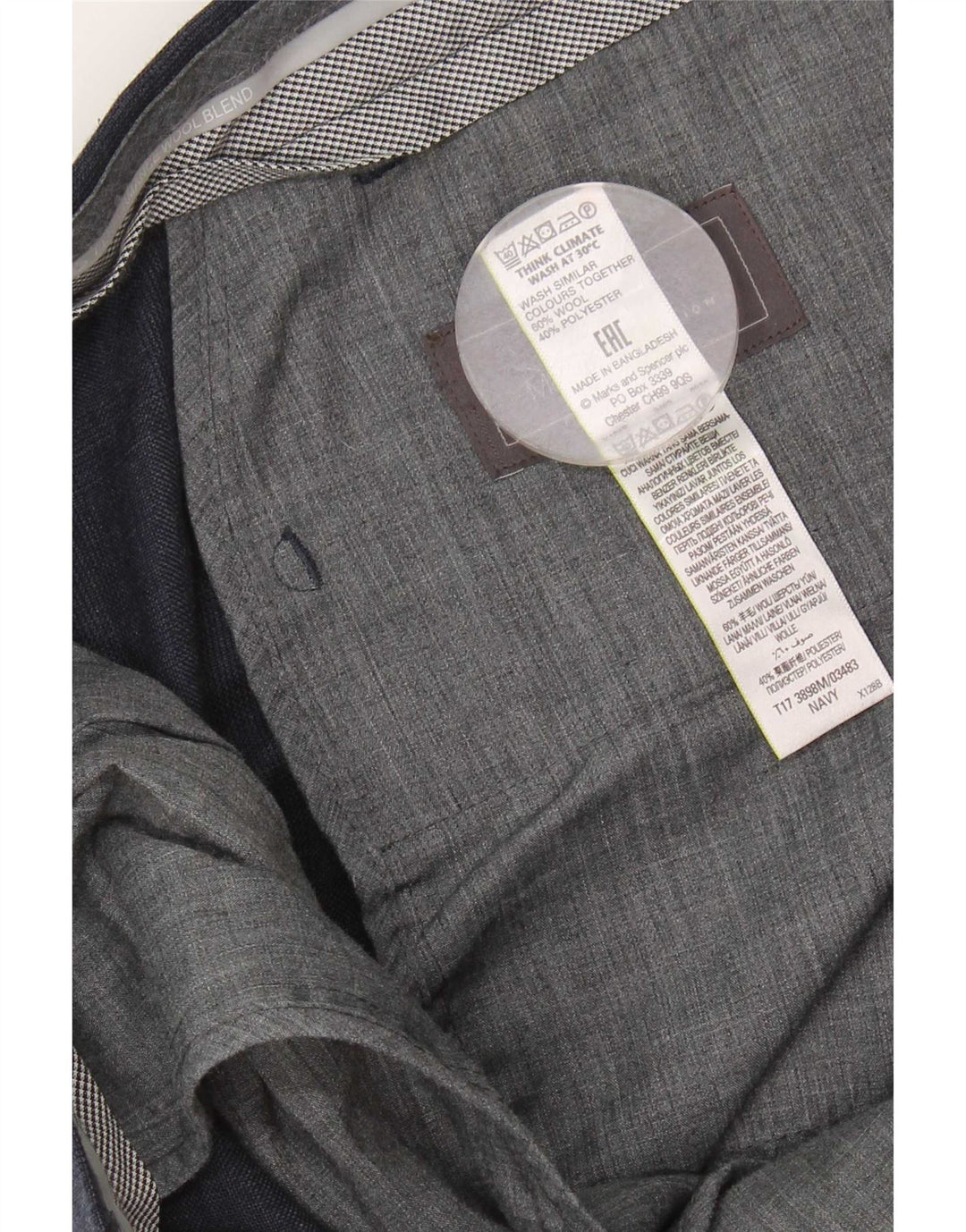 Pantaloni de costum pentru bărbați Marks & Spencer, croiți, L42 L31, bleumarin, carouri