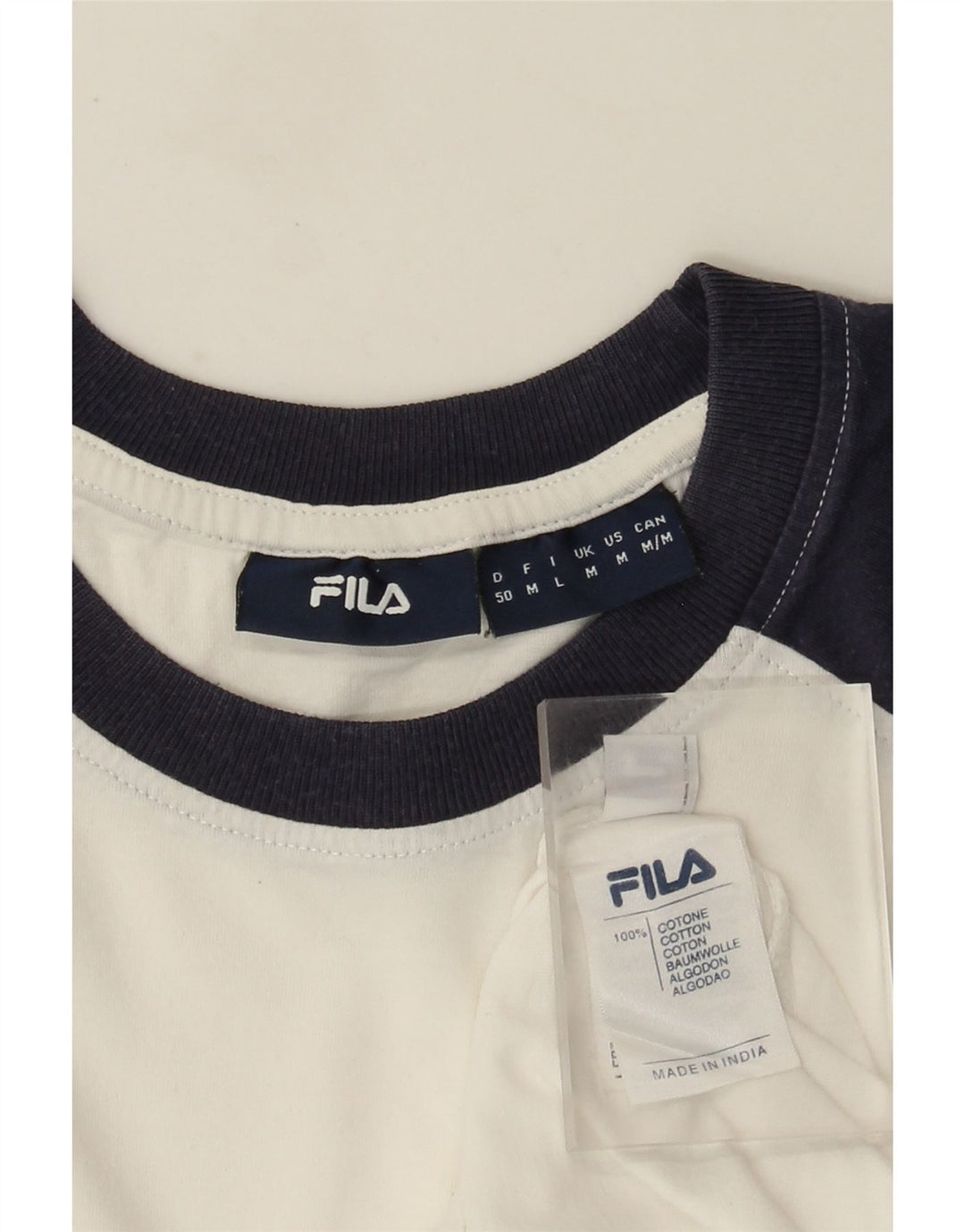 Tricou cu grafic Fila pentru bărbați Top mediu alb din bumbac color bloc