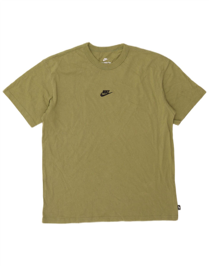 Tricou Nike pentru bărbați, cu o formă lejeră Top, bumbac mediu kaki