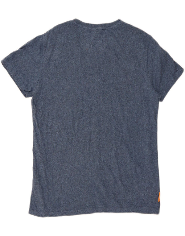 Superdry Mens T-Shirt Top XL Blue Flecked Cotton