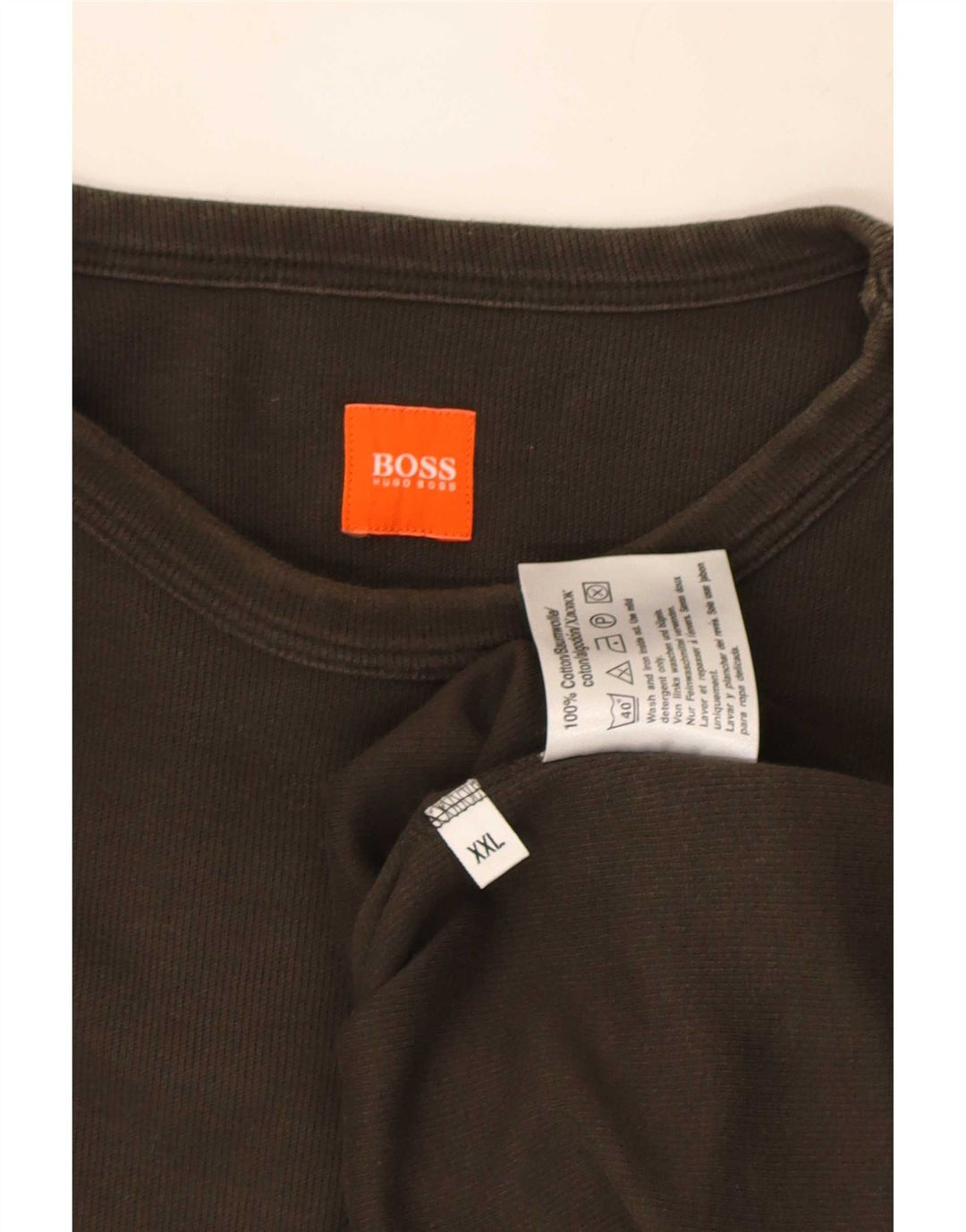 Top pentru bărbați Hugo Boss cu mânecă lungă 2XL din bumbac kaki