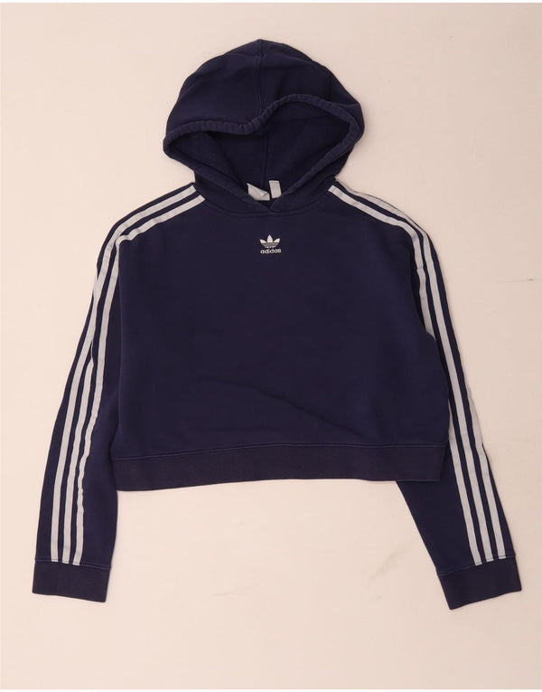 Pulover Adidas Crop Oversized Zip Hoodie pentru femei UK 10 Small Bleumarin
