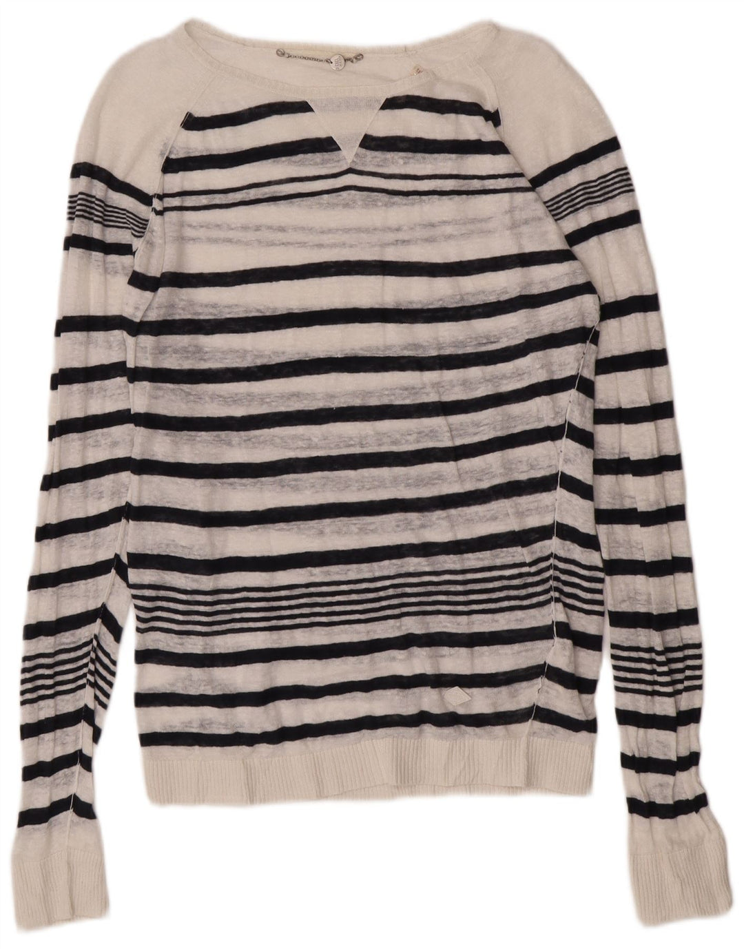 Pulover Diesel pentru femei cu gât de barcă UK 14 Medium White Striped