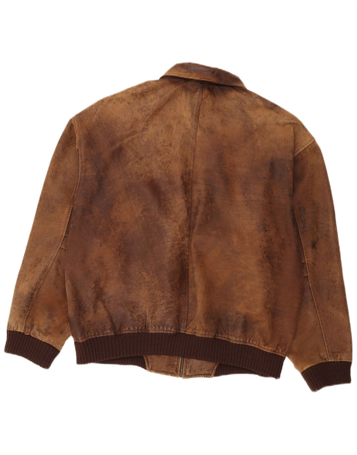 Jachetă de piele vintage pentru bărbați UK 44 2XL piele maro