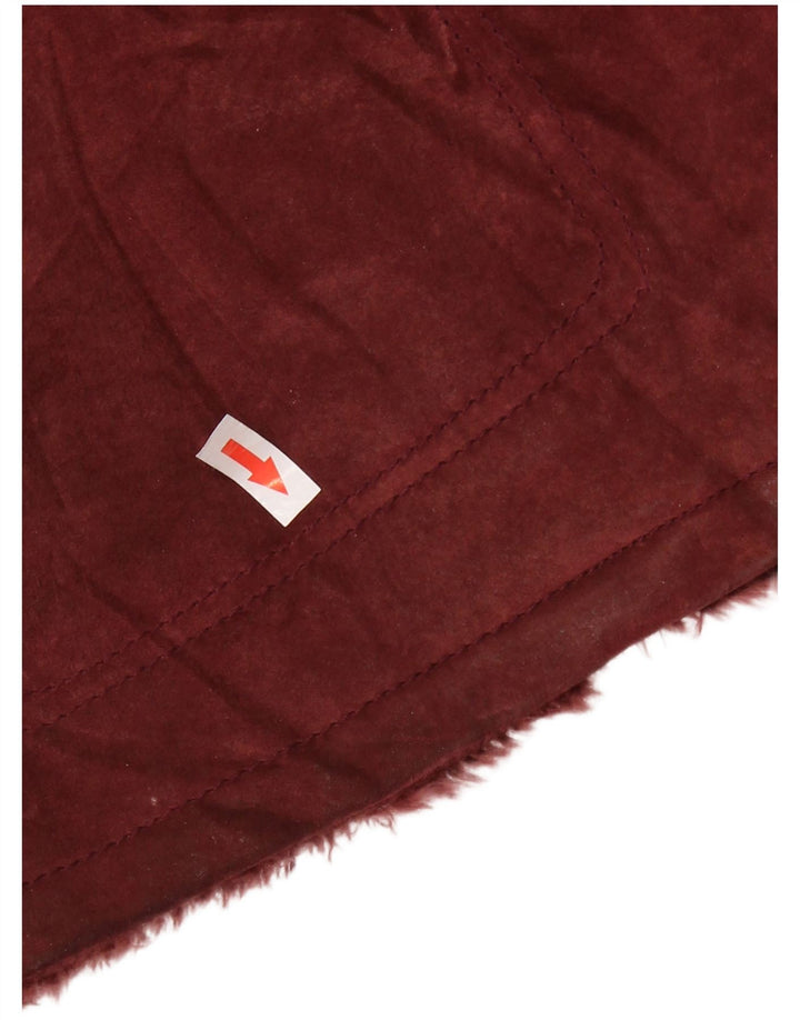 Jachetă pentru femei VINTAGE Sherpa Suede UK 14 Medium Burgundy Piele
