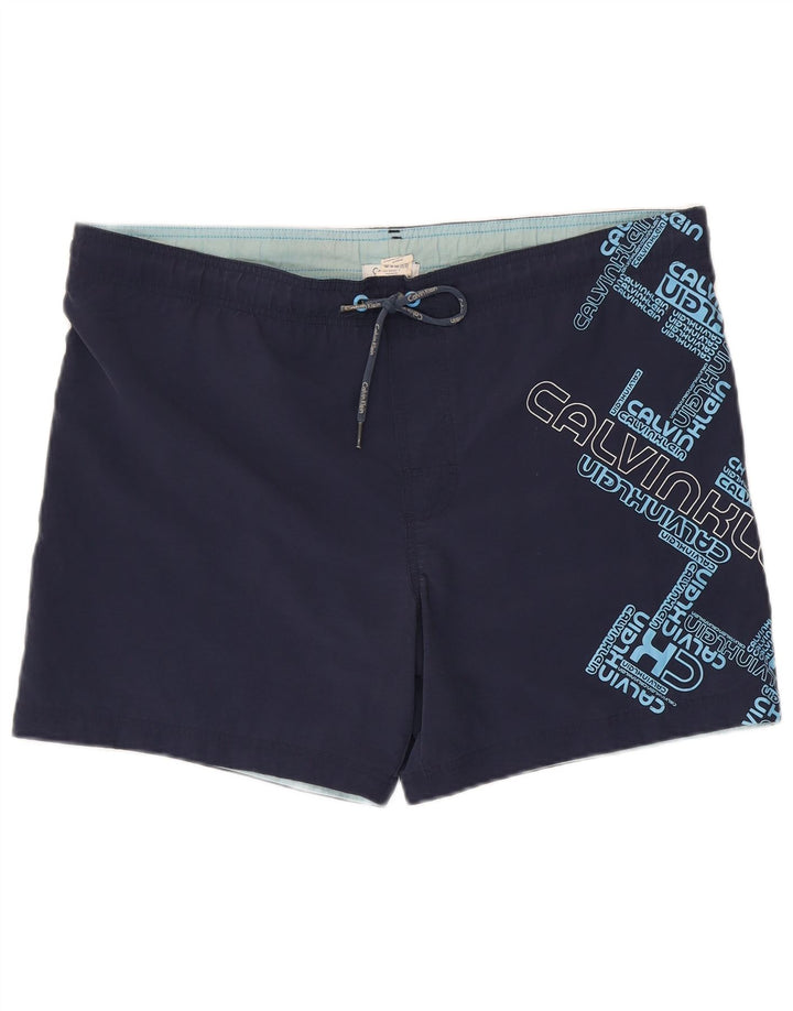 Pantaloni scurți de înot Calvin Klein pentru bărbați, nailon, albastru bleumarin mediu