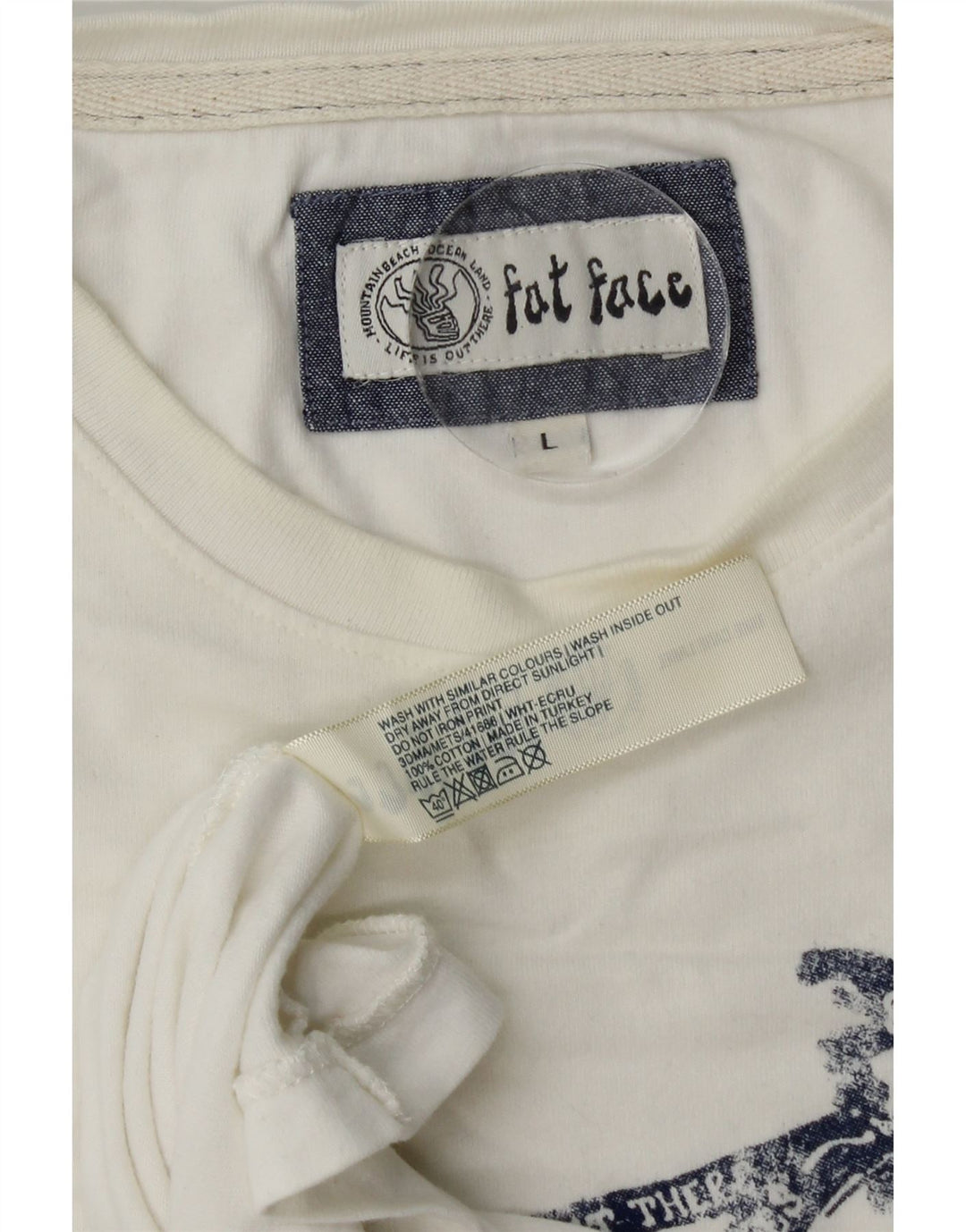 Tricou grafic pentru bărbați Fat Face Top mare din bumbac alb