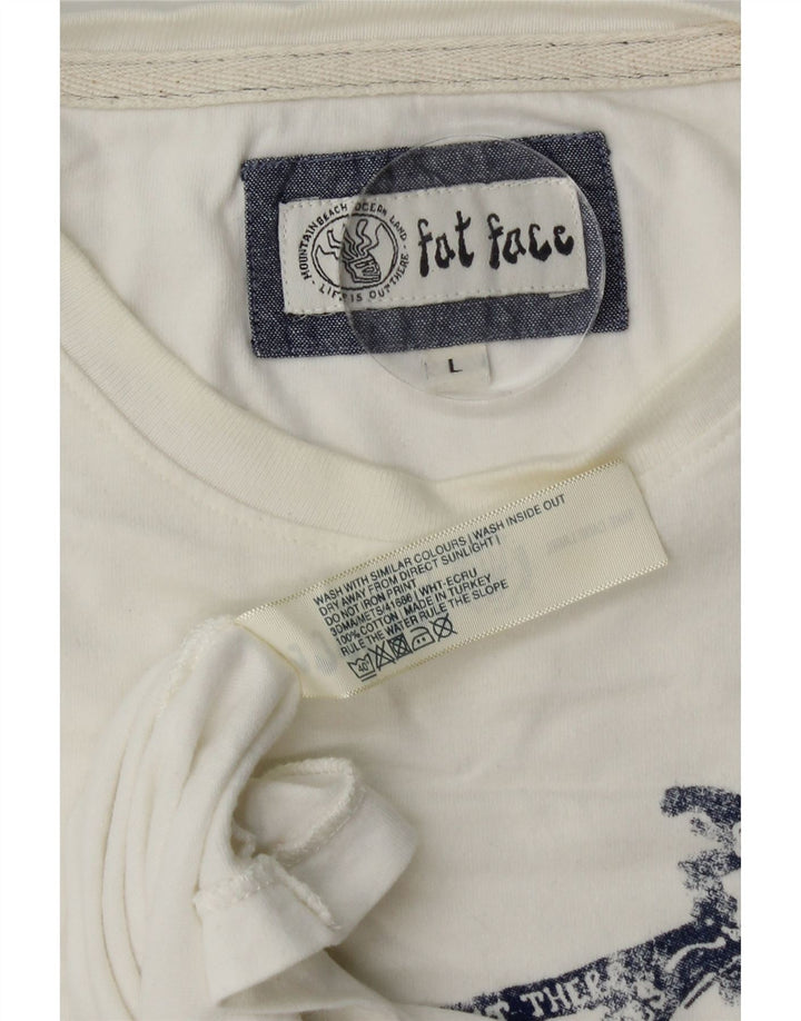 Tricou grafic pentru bărbați Fat Face Top mare din bumbac alb