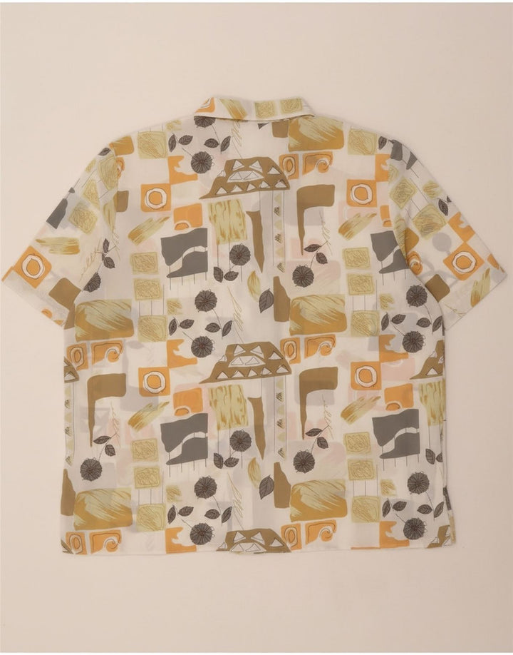 MICHAEL GOLD Womens Oversized Abstract Pattern Shirt UK 18 XL White