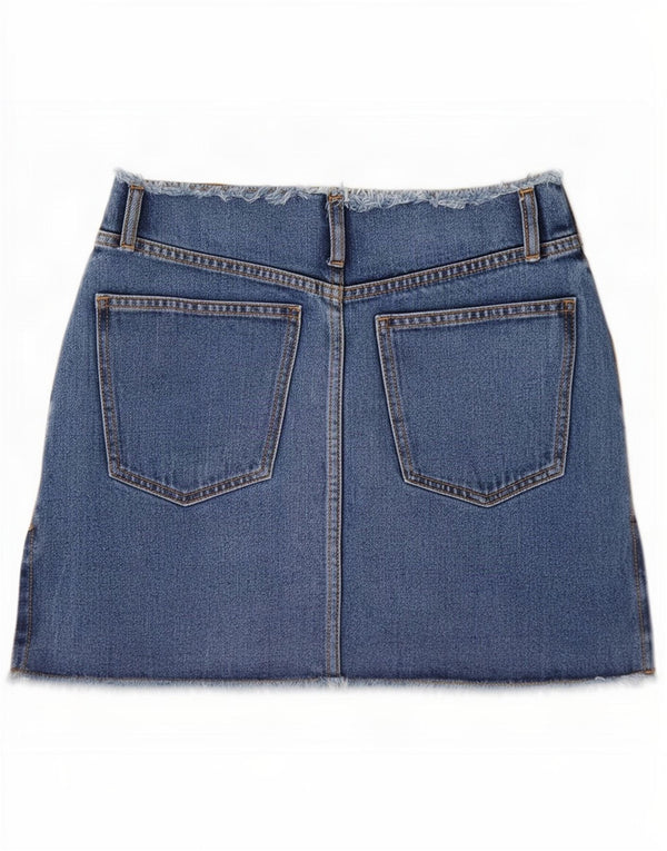 Fusta mini de blugi pentru femei Zara EU 36 Small W26 Blue Floral Bumbac