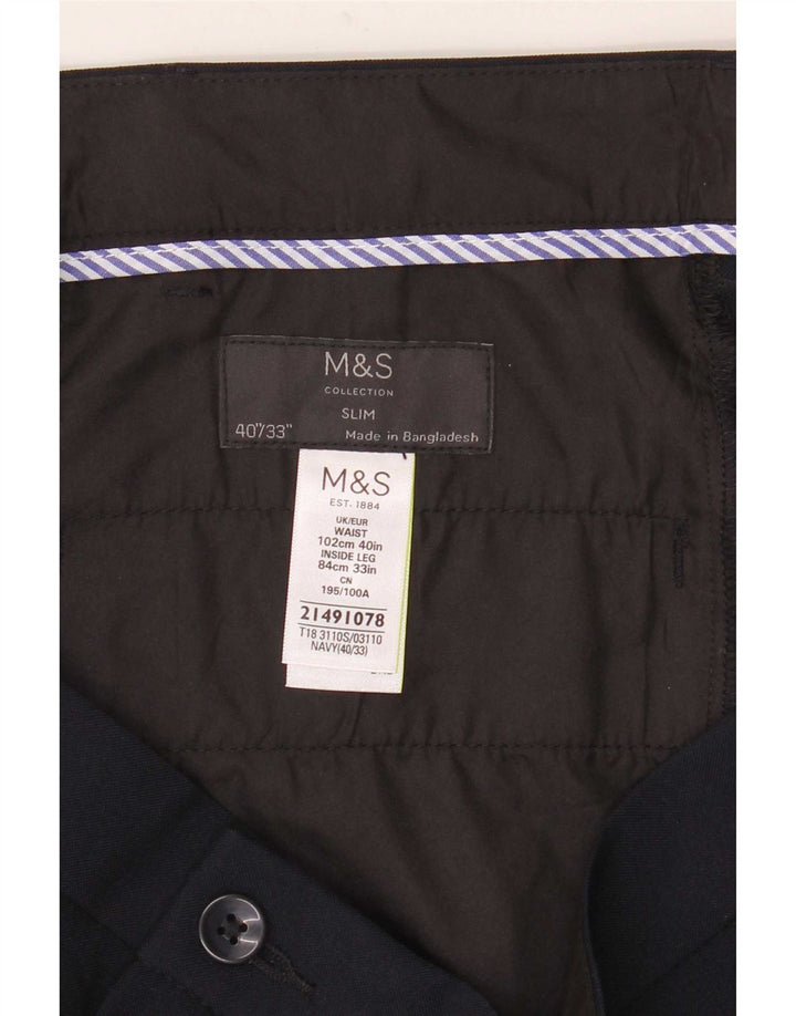 Pantaloni chino subțiri pentru bărbați Marks & Spencer L40 L33 Poliester bleumarin