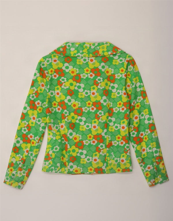 Top cardigan vintage pentru femei UK 10 Small Green Floral