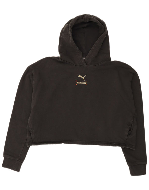 Pulover oversized Crop Hoodie PUMA pentru femei UK 14 Bumbac mediu negru