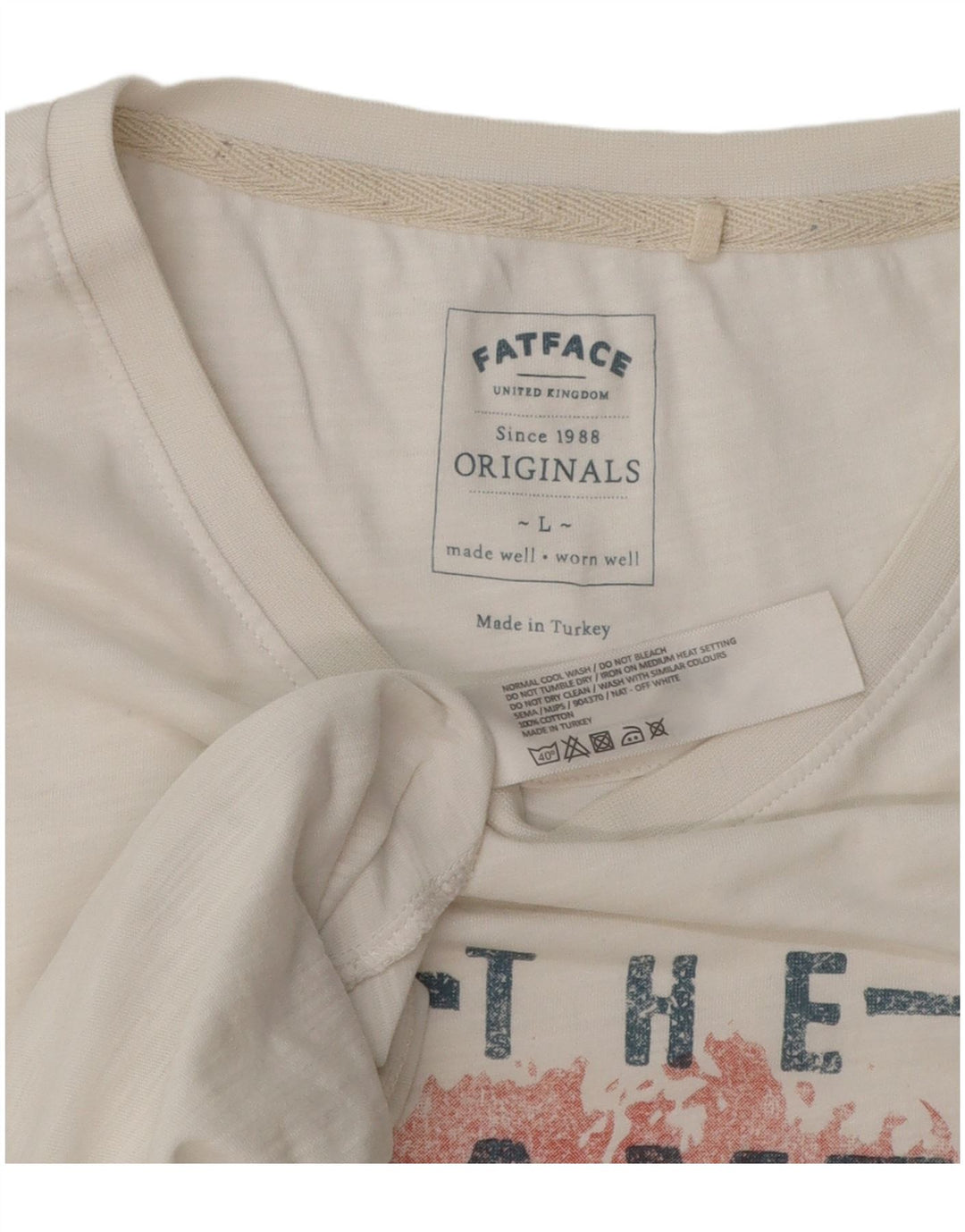 Tricou grafic pentru bărbați Fat Face Top mare din bumbac alb
