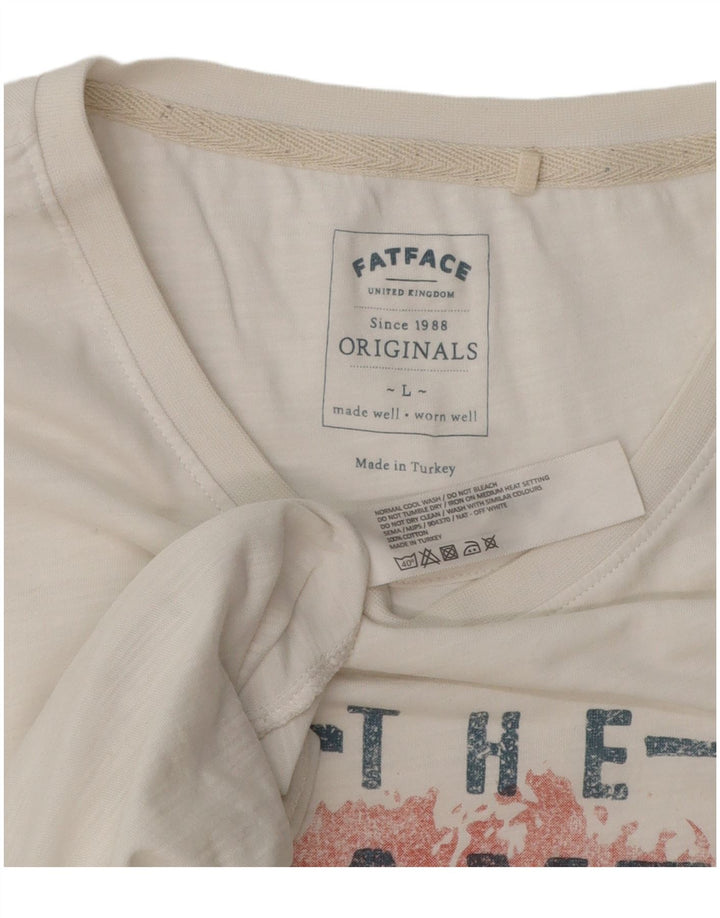 Tricou grafic pentru bărbați Fat Face Top mare din bumbac alb