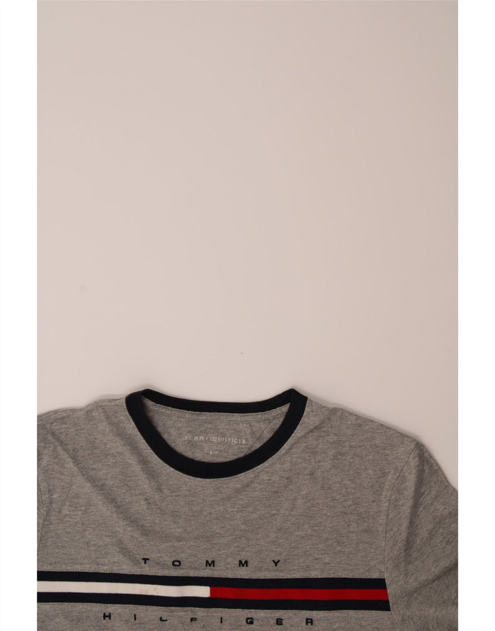 TOMMY HILFIGER Mens Graphic T-Shirt Top Small Grey Cotton Vintage Tommy Hilfiger and Second-Hand Tommy Hilfiger from Messina Hembry 