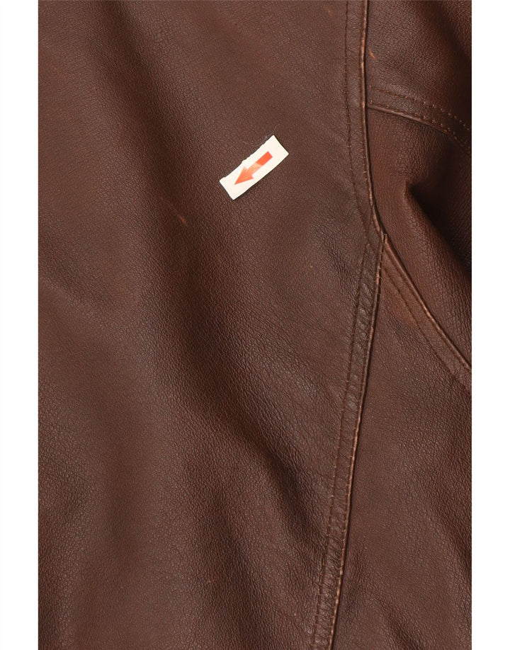Jachetă de piele vintage pentru bărbați UK 40, mare, maro, din piele