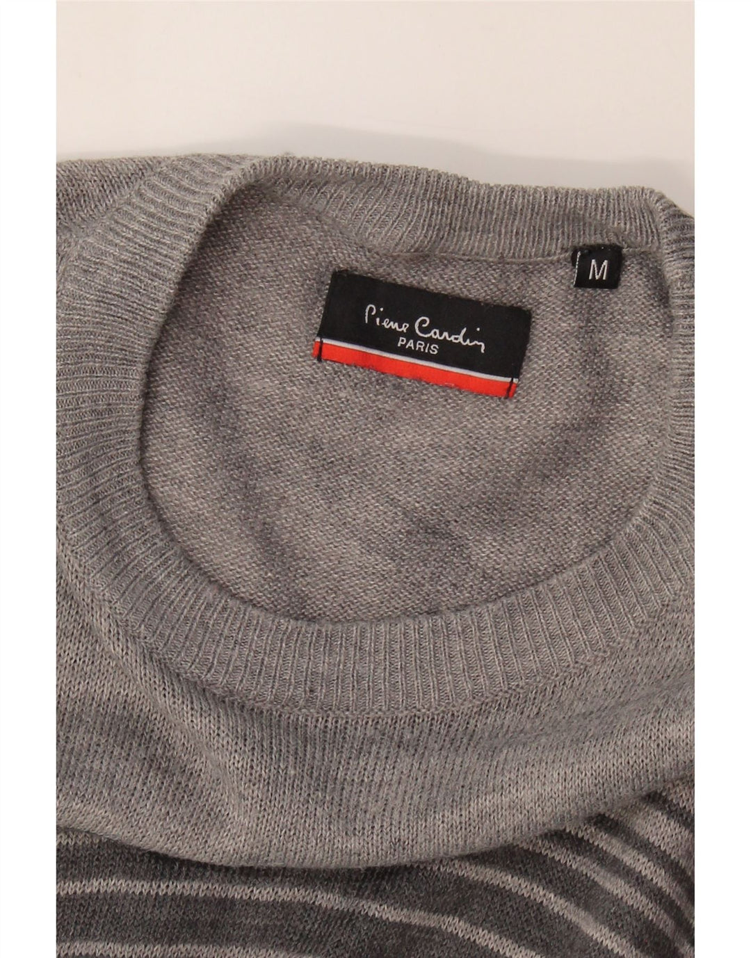 PIERRE CARDIN Mens Crew Neck Jumper Sweater Medium Grey Colourblock Vintage Pierre Cardin and Second-Hand Pierre Cardin from Messina Hembry 