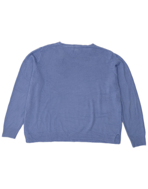 Pulover pentru femei Marks & Spencer loose fit cu gât barcă UK 18 XL Albastru