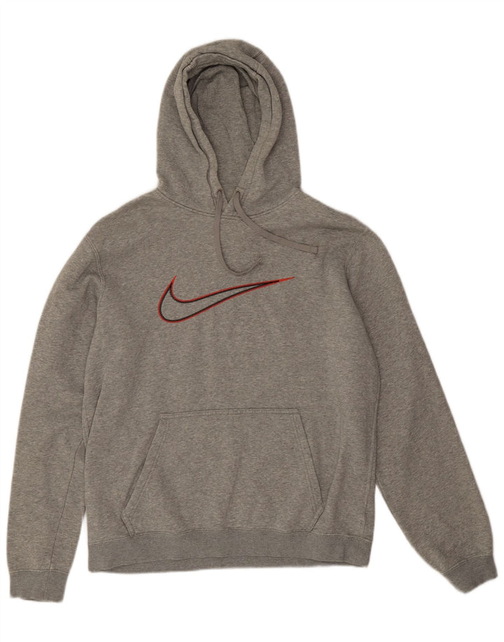Pulover Nike pentru bărbați cu capota cu grafică, din bumbac cu pete, gri mediu