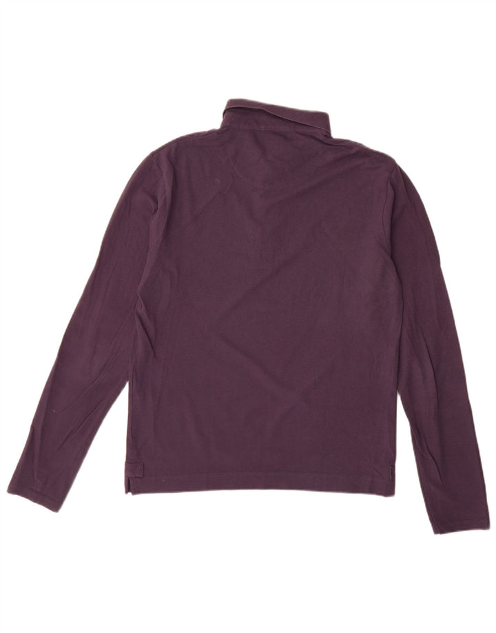 Tricou polo pentru bărbați DKNY cu mânecă lungă din bumbac violet mediu