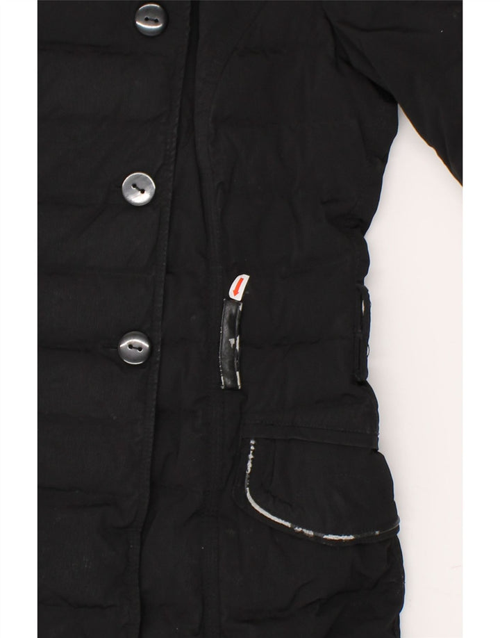 PEUTEREY Womens Double Breasted Padded Coat IT 46 Large Black Polyamide Vintage PEUTEREY and Second-Hand PEUTEREY from Messina Hembry 