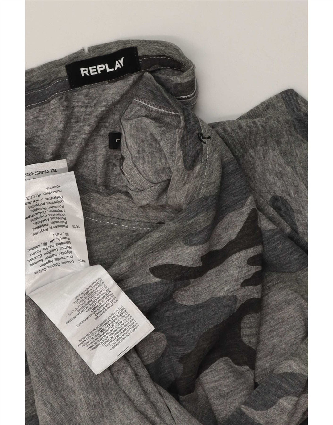 Tricou pentru bărbați Replay Top mare, gri camuflaj