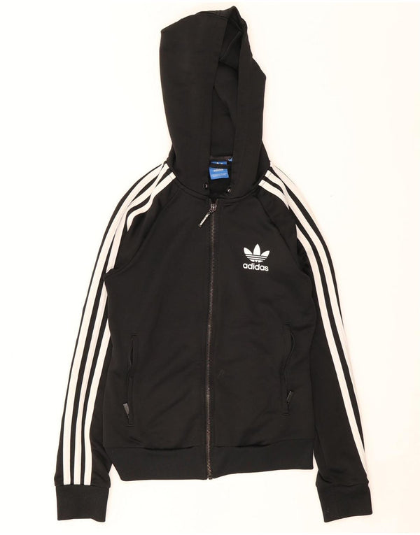 Pulover Adidas pentru femei, cu fermoar, UK 8, poliester negru mic