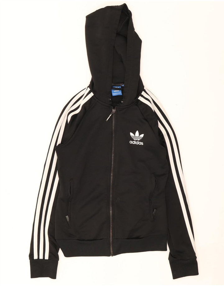 Pulover Adidas pentru femei, cu fermoar, UK 8, poliester negru mic