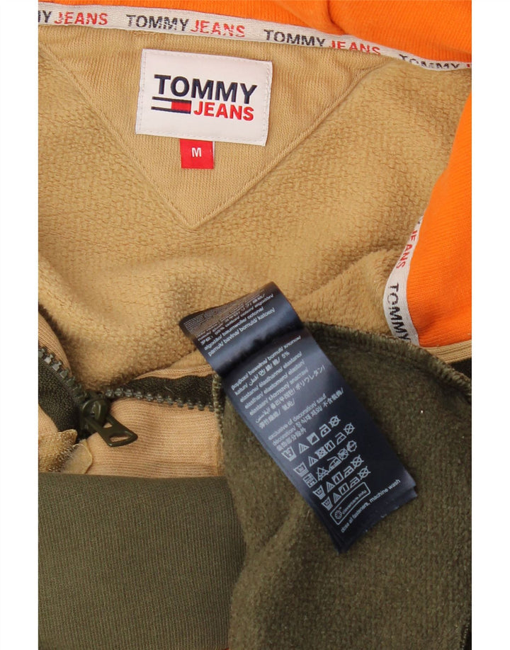 TOMMY JEANS Hanorac supradimensionat pentru bărbați, cu fermoar, cu glugă, verde mediu