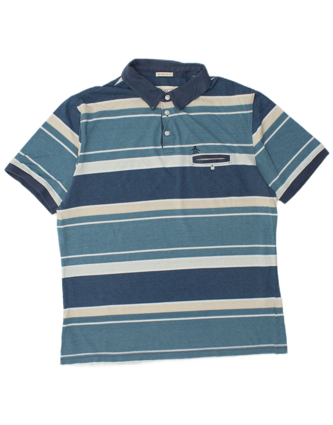 PENGUIN Tricou polo pentru bărbați Heritage Slim Fit, mare, albastru, bloc de culoare