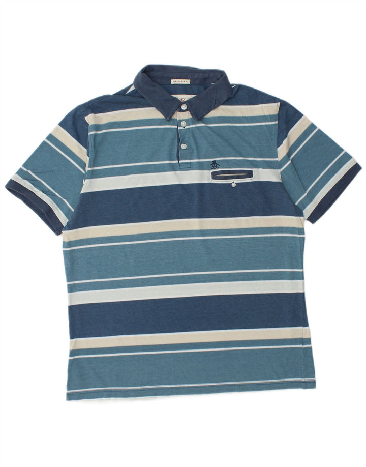 PENGUIN Tricou polo pentru bărbați Heritage Slim Fit, mare, albastru, bloc de culoare