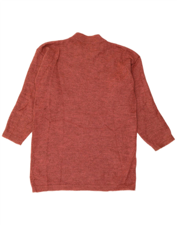 VINTAGE Pulover cu gât țestoasă cu grafică pentru femei UK 14 Maroon mediu