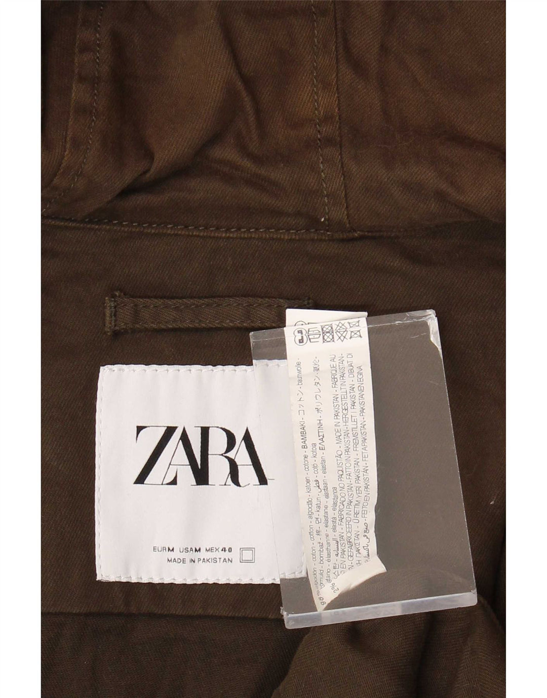 Jachetă cu glugă pentru bărbați Zara UK 38 Bumbac kaki mediu