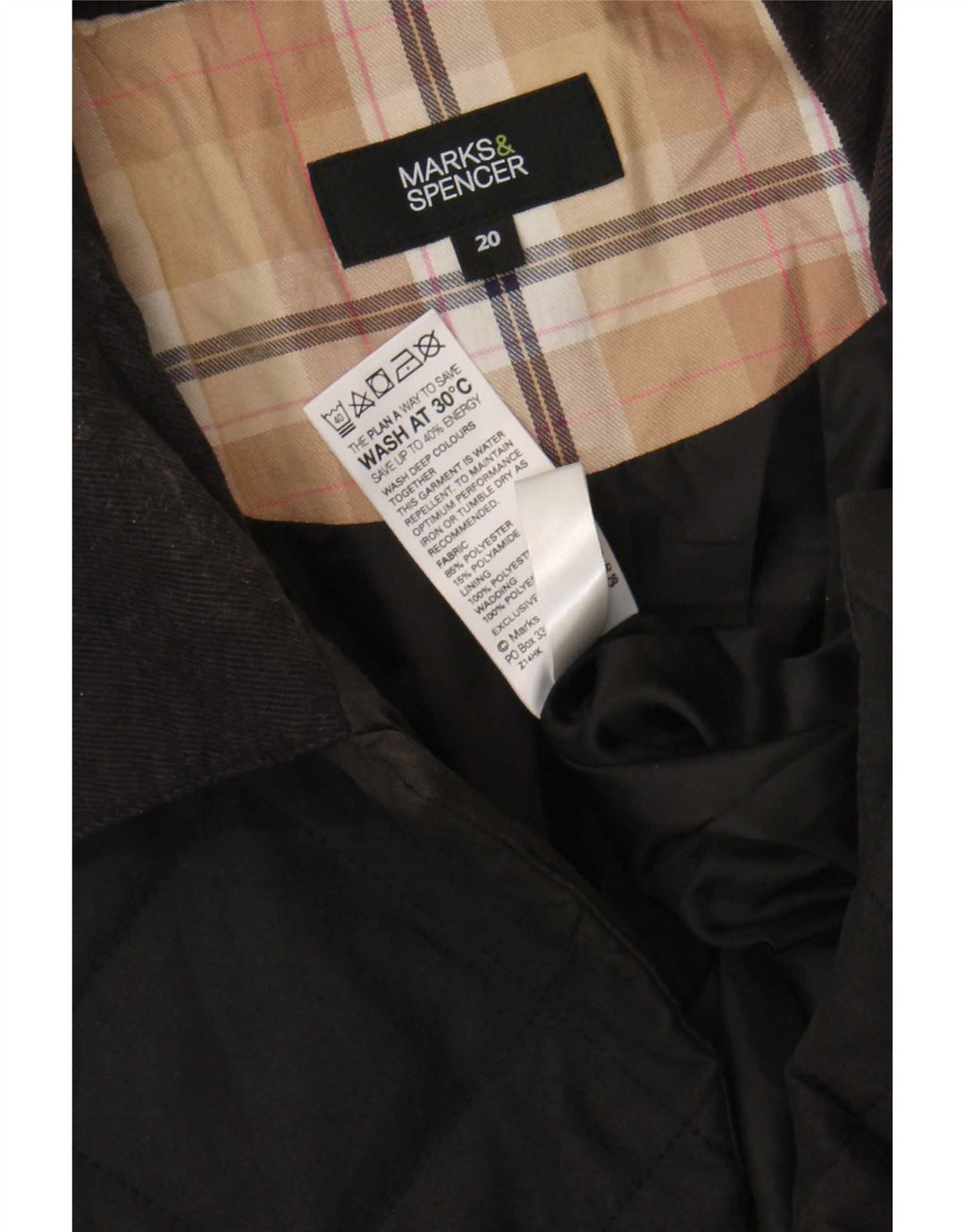 Jachetă matlasată pentru femei Marks & Spencer UK 20 2XL Poliester negru