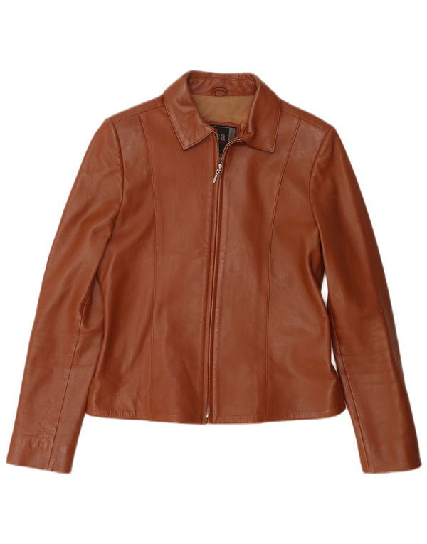 Jachetă de piele vintage pentru femei UK 12 maro mediu