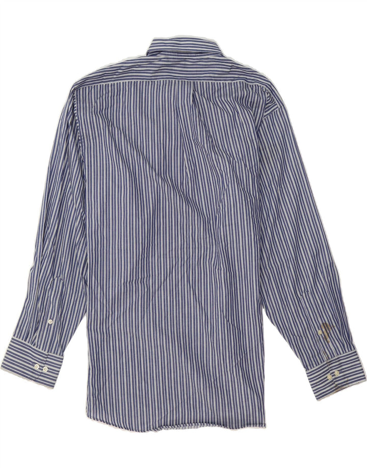 CHAPS Mens Shirt Size 17 1/2 XL Navy Blue Striped Cotton Vintage Chaps and Second-Hand Chaps from Messina Hembry 
