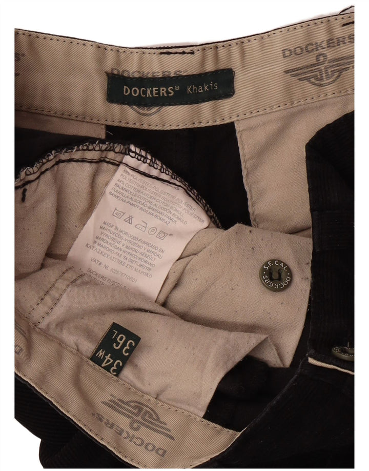 Pantaloni drepti din velur cachi pentru bărbați Dockers L34 L32 Black Classic