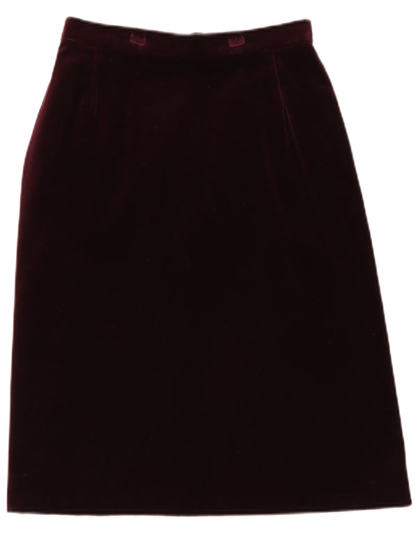 Fustă în formă de A din catifea pentru femei St Michael UK 14 Medium W28 Bumbac Burgundy
