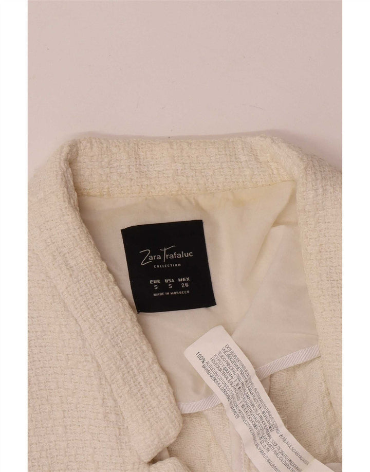 Jachetă Blazer pentru Damă Zara UK 8 Mic Bumbac Alb