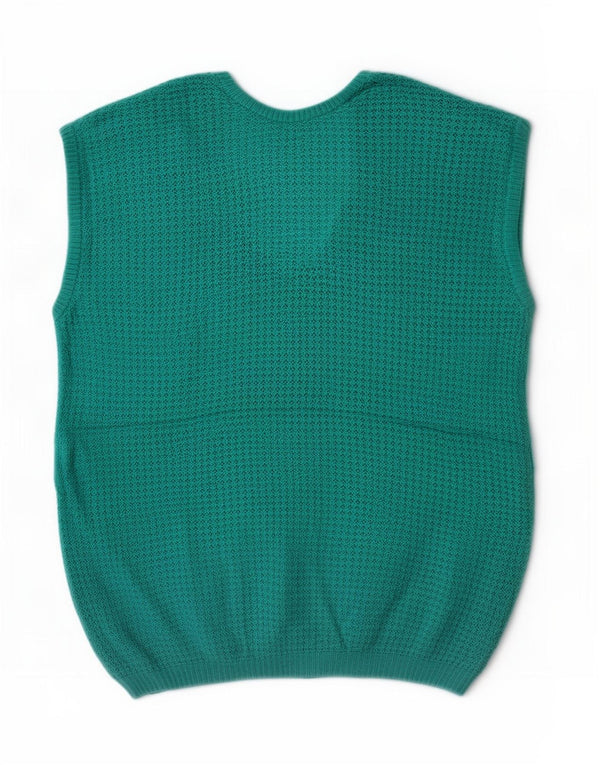 Vintage Womens Vest Tank Top UK 12 Medium Blue Bumbac