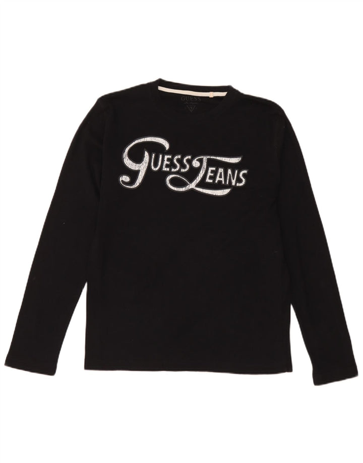 Top grafic Guess pentru femei cu mânecă lungă UK 14, mare, negru, bumbac