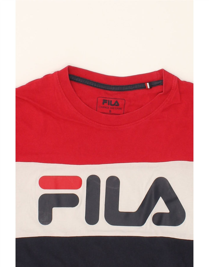 FILA Mens Graphic T-Shirt Top Small Multicoloured Colourblock Cotton Vintage Fila and Second-Hand Fila from Messina Hembry 