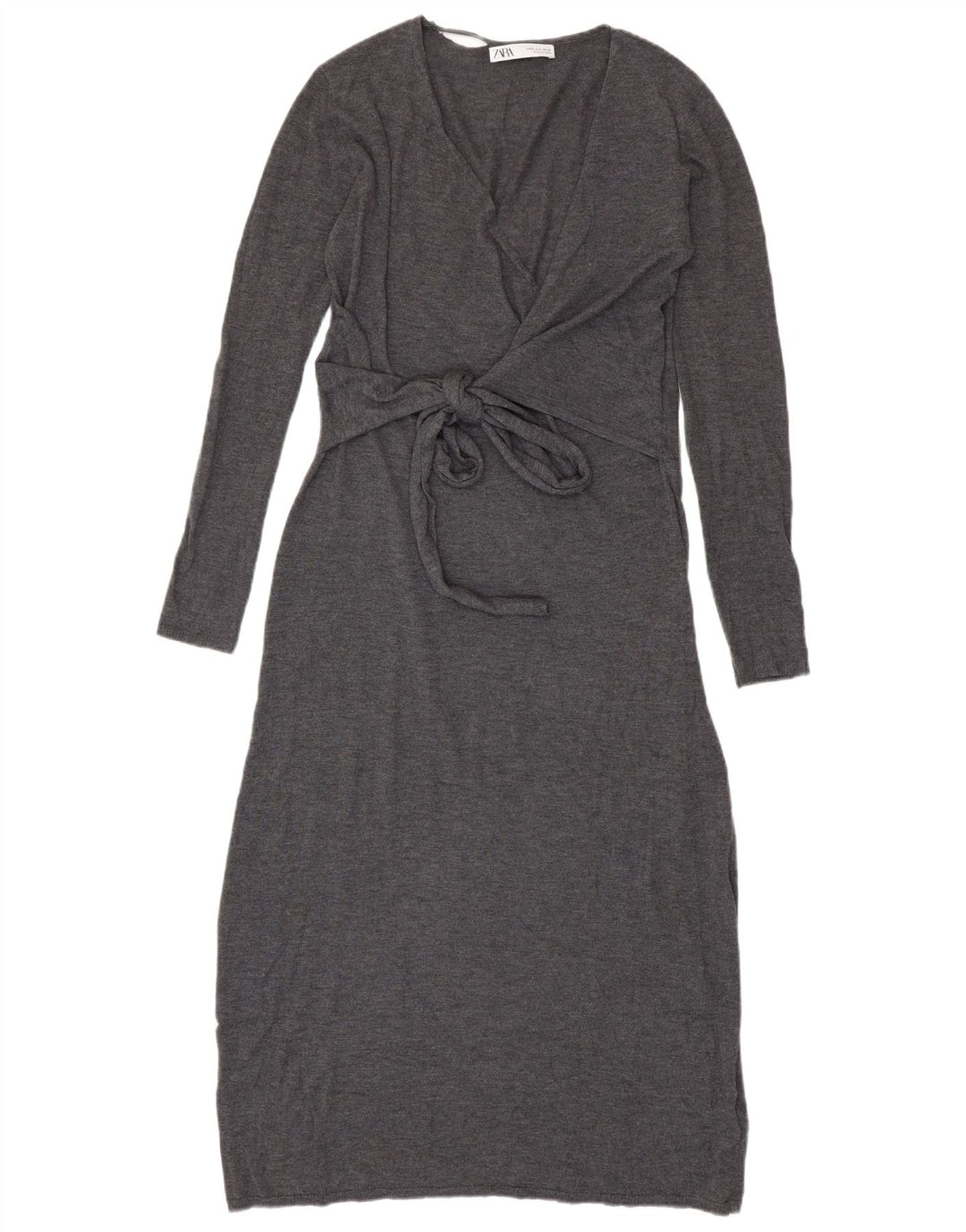 Rochie pulover cu mânecă lungă pentru femei Zara UK 10 Poliester gri mic