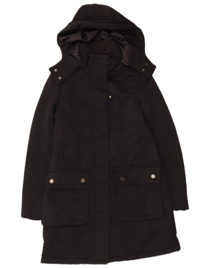 Jachetă parka cu glugă pentru femei Zara UK 12 Medium Black