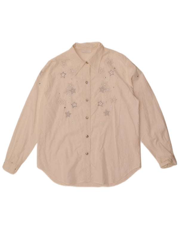 Cămașă cu grafică Roccobarocco pentru femei IT 44 Bumbac geometric alb mediu