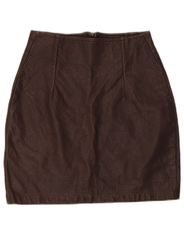 Mini fustă de piele pentru femei VINTAGE W26 maro mic